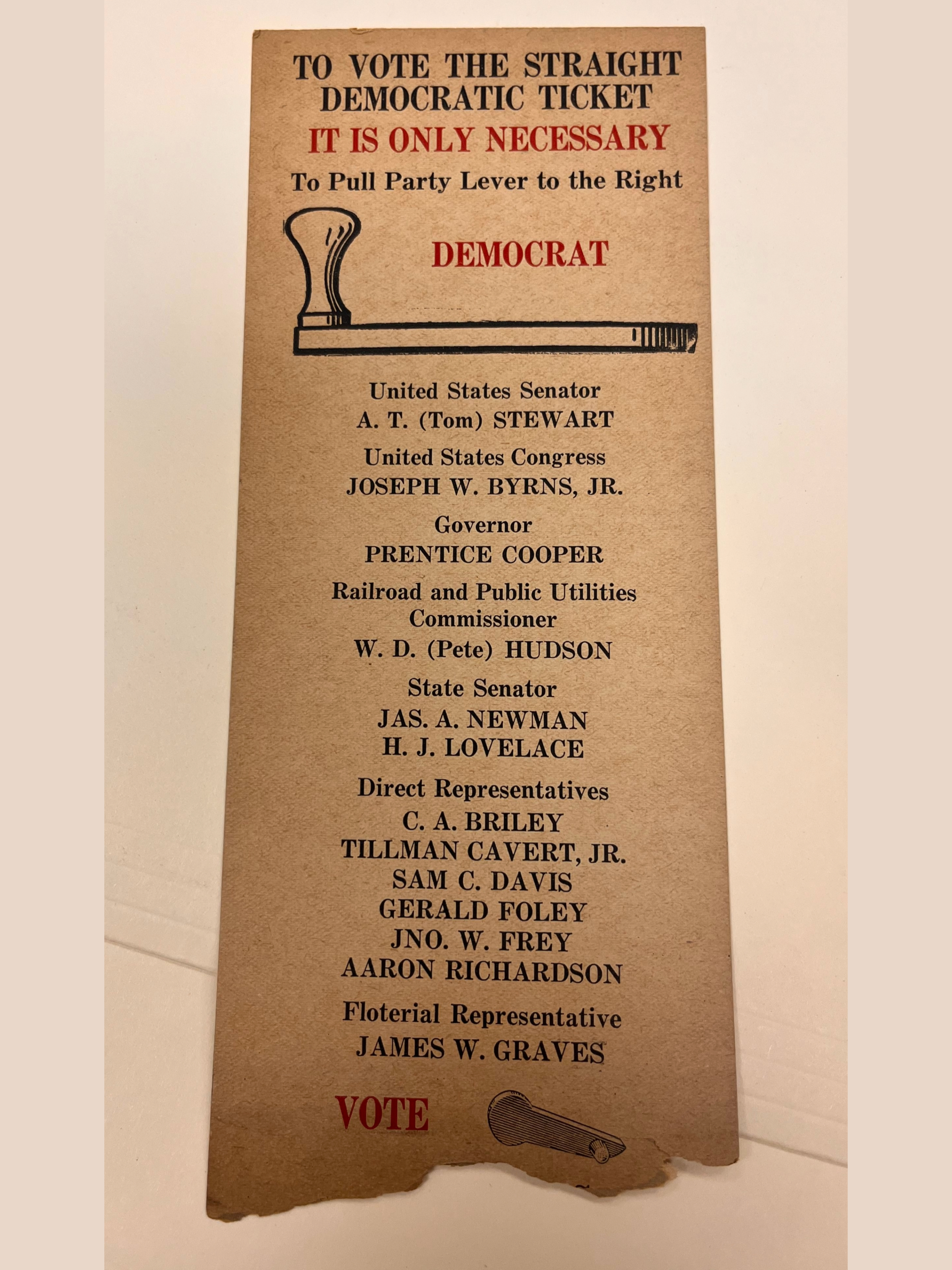 Loose document with instructions on how to vote 